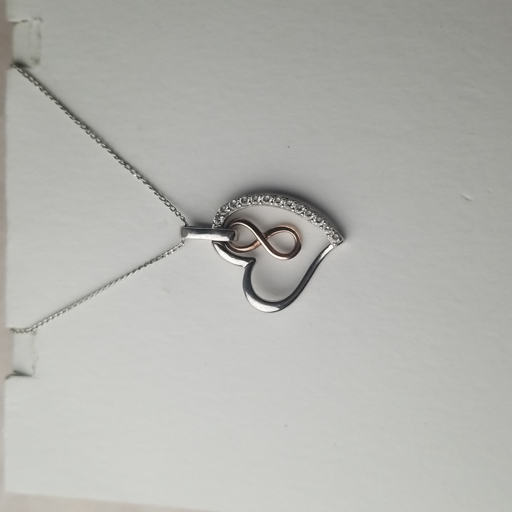 Silver Infinity Heart Necklace 925 With Diamonds